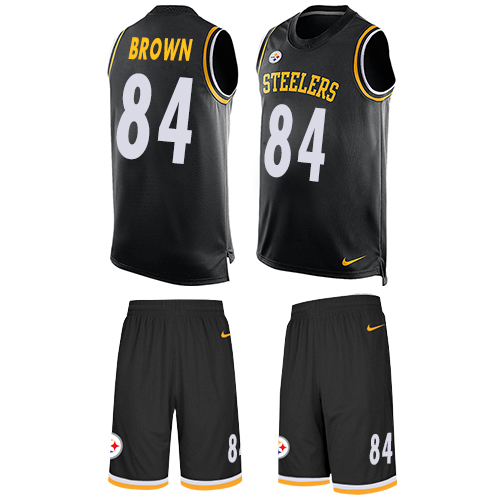 Men's Limited Antonio Brown Nike Jersey Black - #84 Tank Top Suit NFL Pittsburgh Steelers